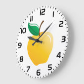 Golden Apple Bright Yellow Fruit Große Wanduhr (Winkel)