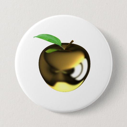 Golden Apple mit Leaf Shiny Metallic Button (Vorderseite)