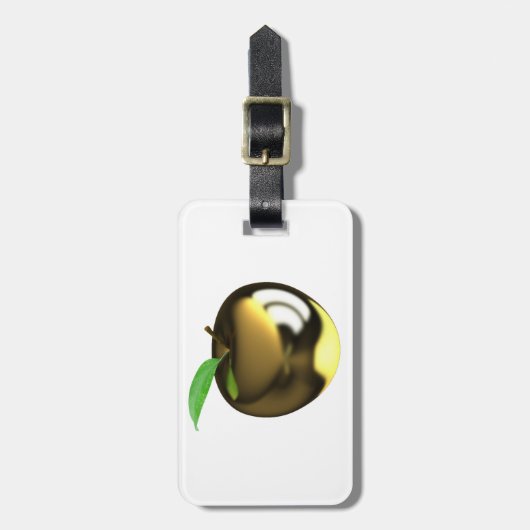 Golden Apple mit Leaf Shiny Metallic Gepäckanhänger (Vorderseite vertikal)