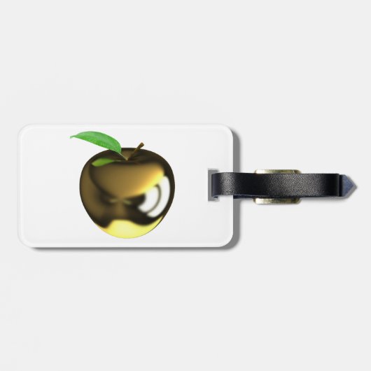 Golden Apple mit Leaf Shiny Metallic Gepäckanhänger (Rückseite horizontal)