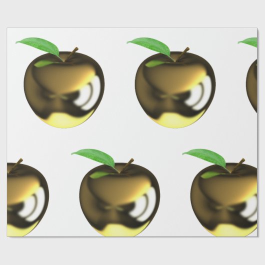 Golden Apple mit Leaf Shiny Metallic Geschenkpapier (Flach)
