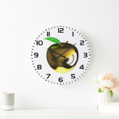 Golden Apple mit Leaf Shiny Metallic Große Wanduhr