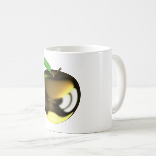 Golden Apple mit Leaf Shiny Metallic Kaffeetasse (VorderseiteRechts)