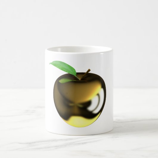 Golden Apple mit Leaf Shiny Metallic Kaffeetasse (Mittel)