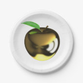 Golden Apple mit Leaf Shiny Metallic Pappteller (Vorderseite)