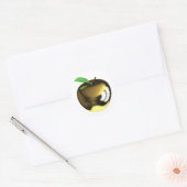 Golden Apple mit Leaf Shiny Metallic Runder Aufkleber (Umschlag)