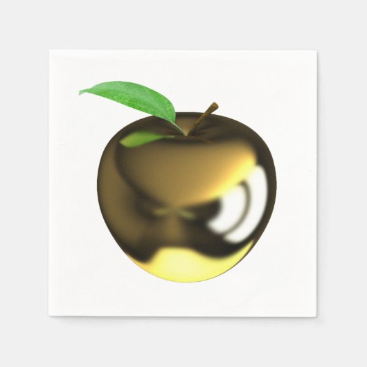 Golden Apple mit Leaf Shiny Metallic Serviette (Vorderseite)