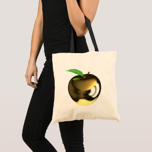 Golden Apple mit Leaf Shiny Metallic Tragetasche