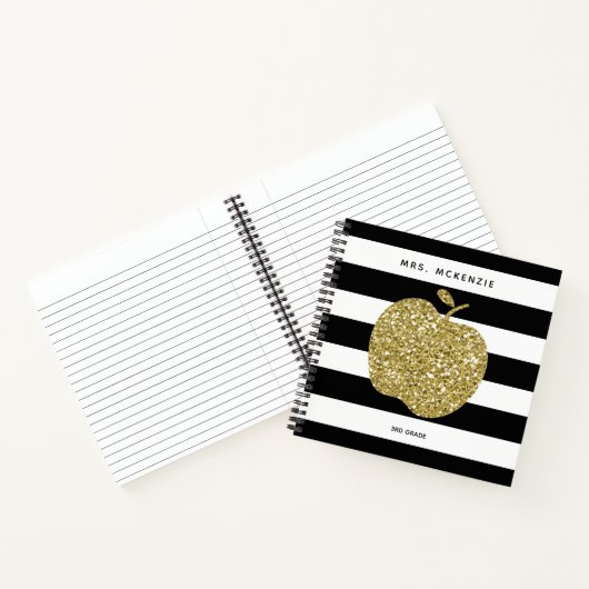 Golden Apple Teacher Spiral Notebook, Imitate Glit Notizblock (Innenseite)