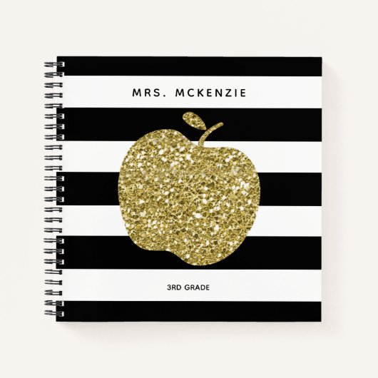 Golden Apple Teacher Spiral Notebook, Imitate Glit Notizblock (Vorderseite)