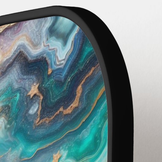 Golden Aquamarin Aqua Agate Custom Modern Monogram Pickleball Schläger (Linke Seite)