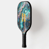 Golden Aquamarin Aqua Agate Custom Modern Monogram Pickleball Schläger (Links)