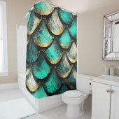 "Golden Aquamarin Opulence: Mermaid Schwanz Patter Duschvorhang (Beispiel)