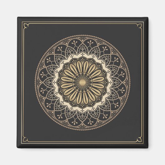 Golden arabesque mandala muster magnet (Vorne)
