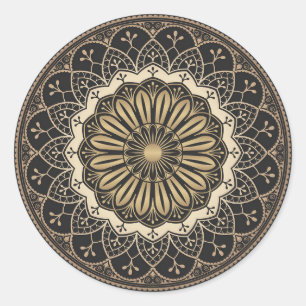 Golden arabesque mandala muster runder aufkleber