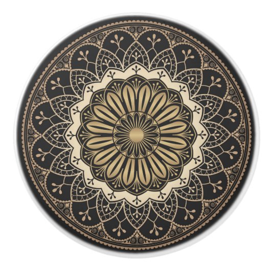 Golden arabesque mandala pattern  keramikknauf (Vorderseite)