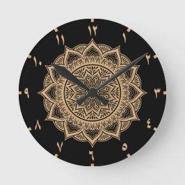 Golden Arabic Numbers Mandala Runde Wanduhr