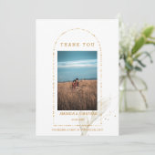 Golden Arch Foto Flat Wedding Danke Karte (Stehend Vorderseite)