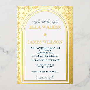 Golden Arch Regal Wedding (Retro-Dotted) Folieneinladung