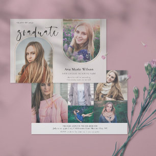 Golden Arches Blush Foto Calligraphy Abschluss Einladung