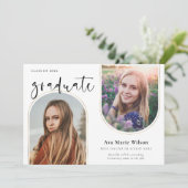 Golden Arches | Multi-Foto-Kalligrafie-Abschluss Einladung (Stehend Vorderseite)