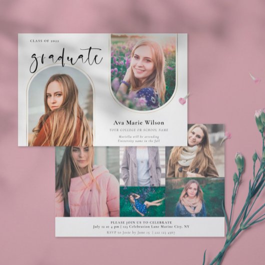 Golden Arches | Multi-Foto-Kalligrafie-Abschluss Einladung