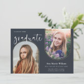 Golden Arches | Multi-Foto-Kalligrafie-Abschluss Einladung (Stehend Vorderseite)