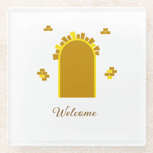 Golden Archway Portal – Minimalist Abstract Glasuntersetzer (Vorderseite)