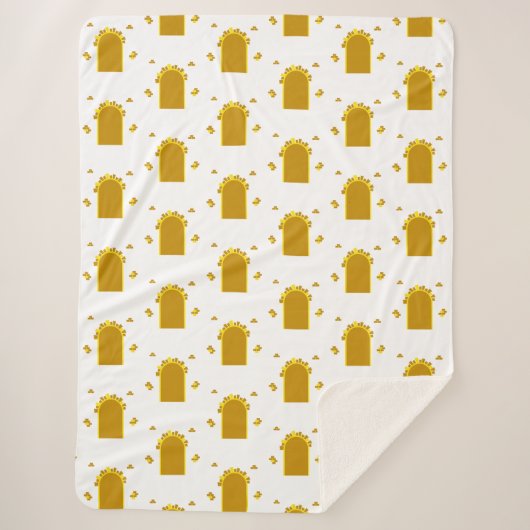 Golden Archway Portal – Minimalist Abstract Sherpadecke (Vorderseite)