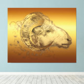 Golden Aries Ram Chinese Zodiac Leinwand (Insitu (Holzboden))