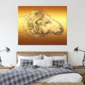 Golden Aries Ram Chinese Zodiac Leinwand (Insitu (Schlafzimmer))