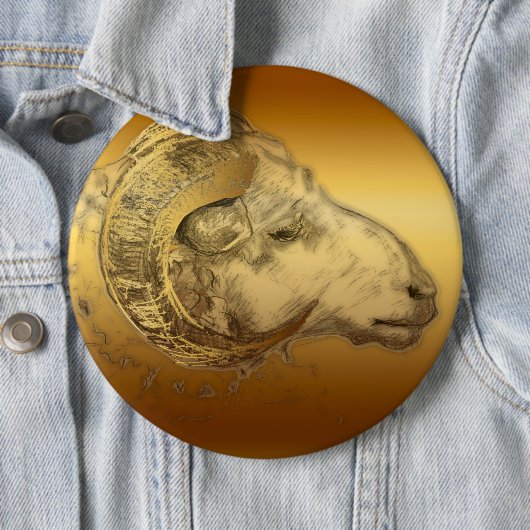 Golden Aries Ram Western Chinesische Astrologie Button (Beispiel)