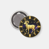 Golden Aries Zodiac Circle With Ram Magnet (Vorderseite/Rückseite)