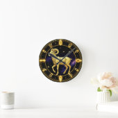Golden Aries Zodiac Circle With Ram Runde Wanduhr (Zuhause)