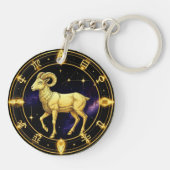 Golden Aries Zodiac Circle With Ram Schlüsselanhänger (Rückseite)