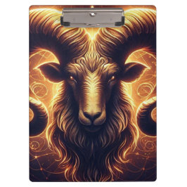 Golden Aries Zodiac Symbol Klemmbrett