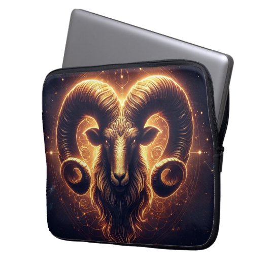 Golden Aries Zodiac Symbol Laptopschutzhülle (Vorderseite Links)