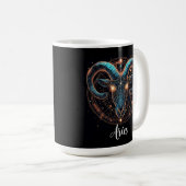 Golden Aries Zodiac Symbol mit Ornamenten Kaffeetasse (VorderseiteRechts)