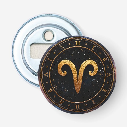 Golden Aries Zodiac Wheel Symbol Flaschenöffner (Vorderseite)