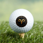 Golden Aries Zodiac Wheel Symbol Golfball (Insitu T-Shirt)