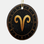Golden Aries Zodiac Wheel Symbol Keramik Ornament (Links)