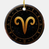 Golden Aries Zodiac Wheel Symbol Keramik Ornament (Hinten)