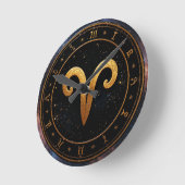 Golden Aries Zodiac Wheel Symbol Runde Wanduhr (Winkel)