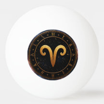 Golden Aries Zodiac Wheel Symbol