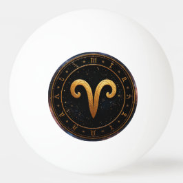 Golden Aries Zodiac Wheel Symbol Tischtennisball