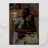 Golden Arrows & Date Foto Wedding Gold Folieneinladung (Vorderseite)