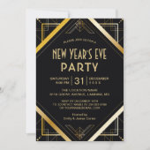 Golden Art Deco Gatsby Silvester Party Einladung (Vorderseite)