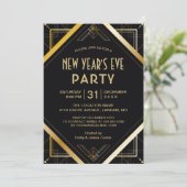 Golden Art Deco Gatsby Silvester Party Einladung (Stehend Vorderseite)