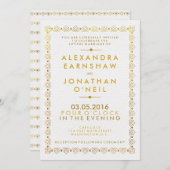 Golden Art Deco Hochzeit Einladung (Vorne/Hinten)