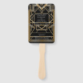 Golden Art Deco Hochzeitsfans Fächer (Vorderseite)